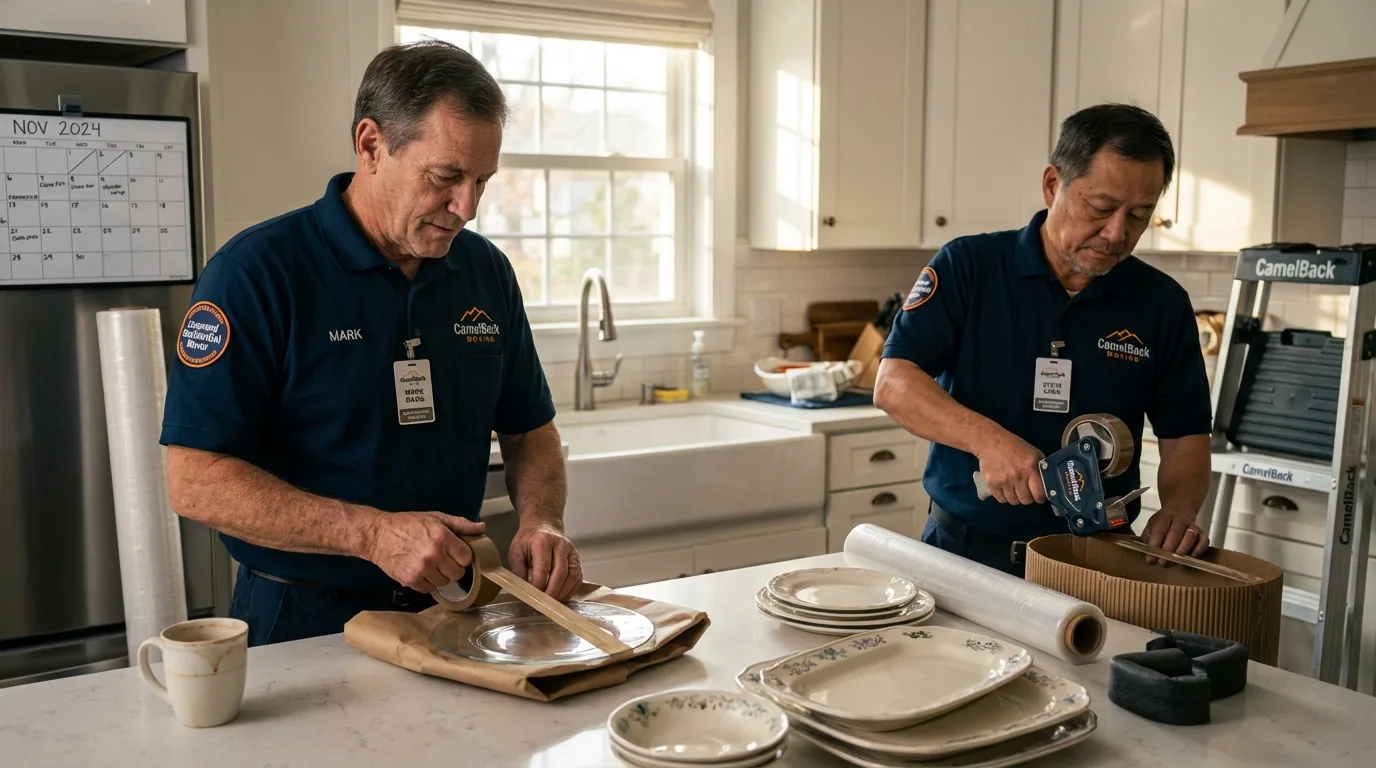 Professional crew packing kitchen dishware in Monahans, TX